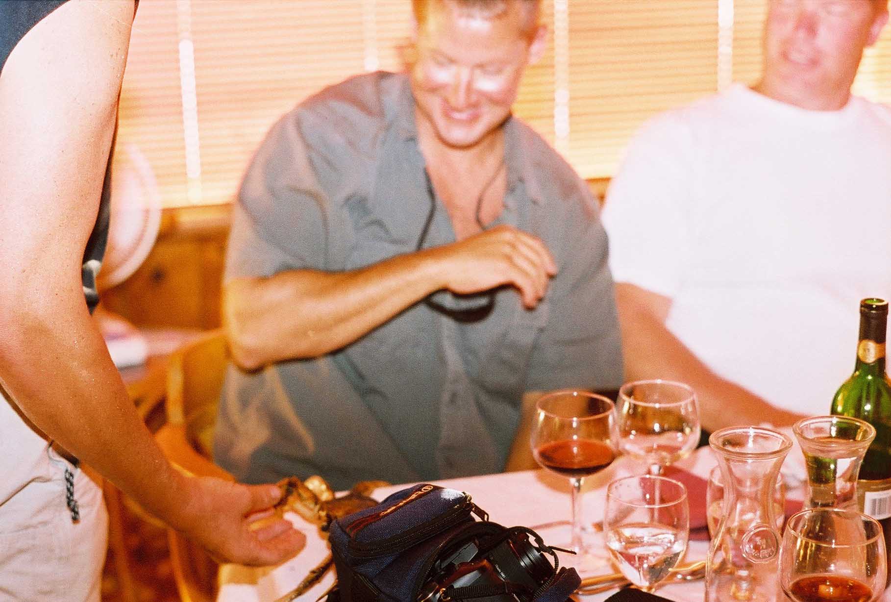 April Point dinner, Peter presented crab